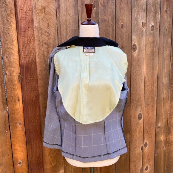 Vintage 1990s Y2K Houndstooth Jacket Black White Lime womens size S - Picture 10 of 10